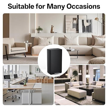mVm 10.6 Gallon Heavy Duty Step Trash Can with Lid, Foldable Foot Pedal Bin for Kitchen Office Dormitory Home Rooms (Black)