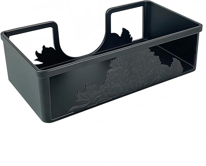 Metal Napkin Holder for Bathroom and Kitchen - Black Floral Design Disposable Hand Towel Holder Tray, Guest Towel Organizer for Countertop, Paper Napkin and Towel Dispenser(Black)