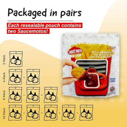 Saucemoto Dip Clip | An in-car sauce holder for ketchup and dipping sauces. As seen on Shark Tank (2 Pack, Black)