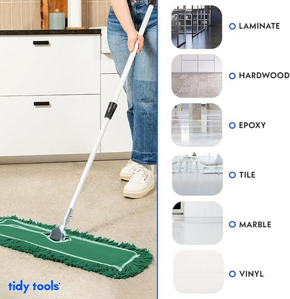 36 Inch Green Commercial Dust Mop & Floor Sweeper with Extendable Handle – Mop for Hardwood, Tile, and Concrete Floor Cleaning
