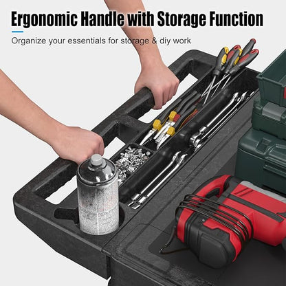 Large Garage Flat Top Utility Cart, Heavy Duty 2 Shelf Tool Cart Service Cart Rolling Push Carts with Ergonomic Handle 5" Swivel Casters