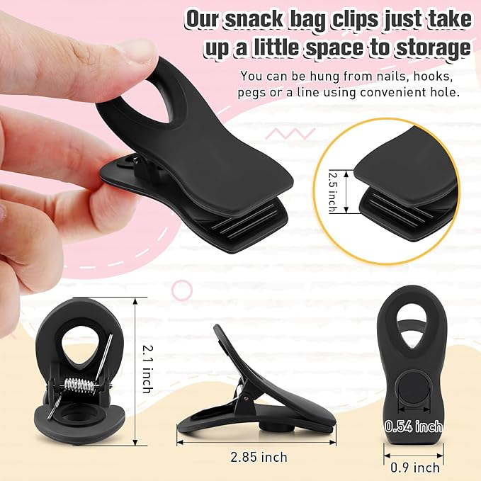12 Pack Chip Clips, Colorful Magnetic Clip, Plastic Bag Clips with Airtight Seal Grip for Bread, Food Bags, Garden Plants, Snack Bags and Kitchen Organization