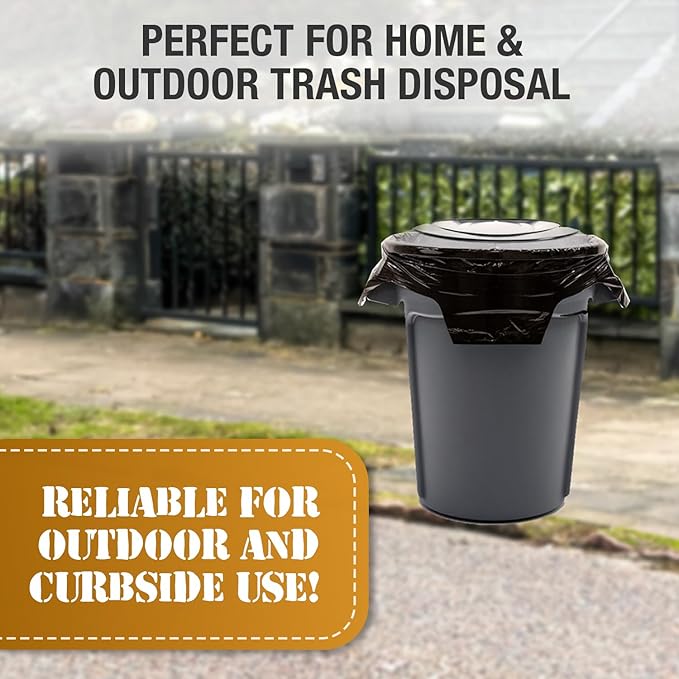 95-96 Gallon Extra-Large Black Garbage Can Liners, Heavy-Duty Trash Bags, 50 Bags, 1.5 Mil Thick, Ideal for Commercial & Home Use