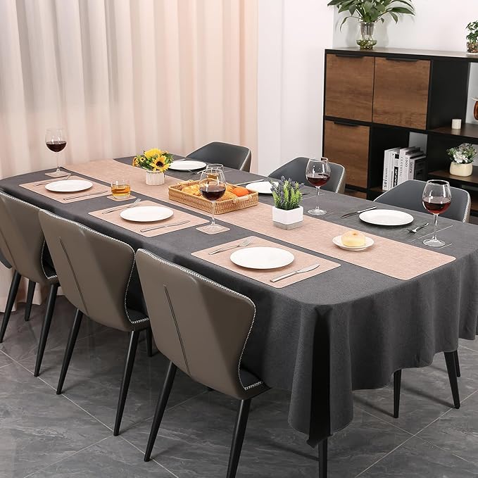 Table Runners 55 Inches Long, Dual-Sided Faux Leather Farmhouse Table Runner Waterproof Heatproof Non-Slip for Living Room Party Home Decor Holiday Decorations(Gray Pink, 15 x 55 Inch)