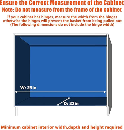 ROOMTEC Pull Out Cabinet Organizer, Cabinet Pull Out Shelves 22½" W x 21½" D, Heavy Duty Cabinet Drawers Slide Out Kitchen Cabinet Organizers Storage Shelf