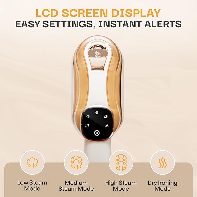 Garment Steamer for Clothes, 2-in-1 Portable Handheld Wrinkle Remover & Steam Iron, 1200W Fast Heat-Up, Compact Travel-Friendly Design, 180ml Tank, Ceramic Soleplate, Rotating Handle
