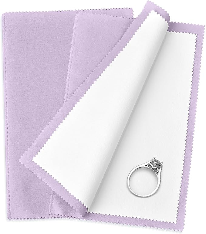 SEVENWELL Silver Polishing Cloth, Jewelry Cleaner Cloth for Sterling Silver Jewelry, Gold, Platinum, Silverware, Diamonds, Gemstones, Coins (Purple)