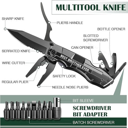 Gifts for Brother from Sister Friends,Birthday Christmas Brother Gifts,Multitool Knife "BEST BROTHER EVER",Multi tool for Climbing,Camping,Cycling,Hiking