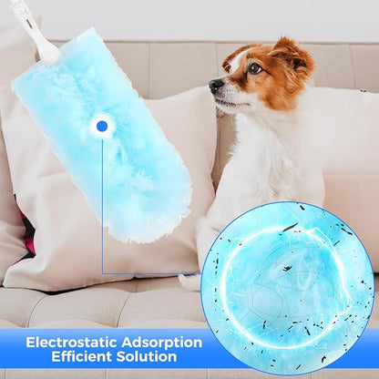 Disposable Duster Refills 8-Pack with Extendable Handle, 360° Electrostatic Dusting Tool, Adjustable Angle for Ceiling/Fan/Furniture Cleaning (Compatible with Multi-Brand Heads)