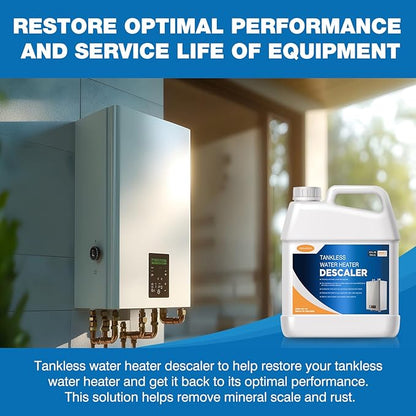 Tankless Water Heater Descaler, Highly Effective Descaler Restores Heating Efficiency - for Tankless Water Heater Systems, Restores Heating Efficiency, Easy to Use, Quart, 32 fl oz