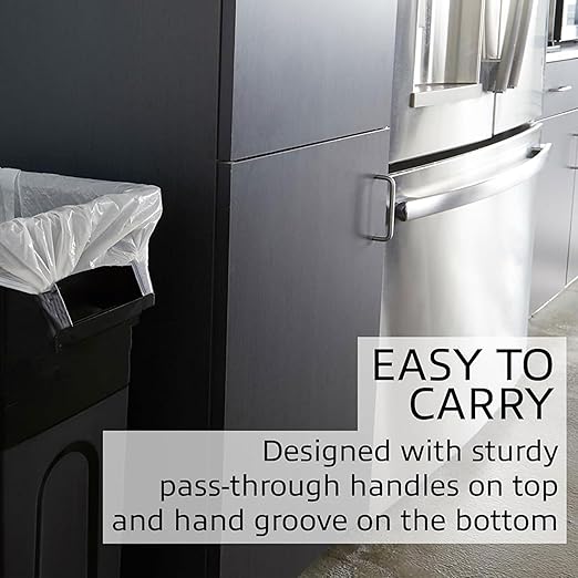 United Solutions Highboy Waste Container, 23 Gallon, Space Saving Slim Profile and Easy Trash Bag Removal, Indoor or Outdoor Use, Integrated Handles for Easy Carrying, 4-Pack, Black.