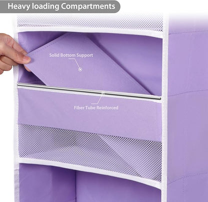 Univivi 6-Shelf Over Door Hanging Organizer Fabric Baby Door Storage with 5 Large Pockets and 3 Small PVC Pockets Wall Mount Hanging Storage Organizers for Baby Essential (Purple)