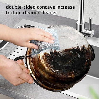 5Pcs Non Scratch Wire Dishcloth, Multipurpose Wire Dishwashing Rags, Steel Metal Wire Cloth Mesh Miracle Cleaning Cloths for Kitchen, Dishes