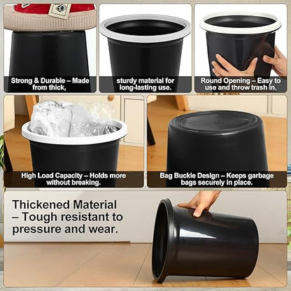 Maxdot 36 Pcs Bathroom Trash Cans Bulk 2 Gallon Small Waste Basket Round Garbage Can Plastic Trash Bin Small Container for Home Dorm Kitchen Office Living Room Study Compact Spaces(Black)