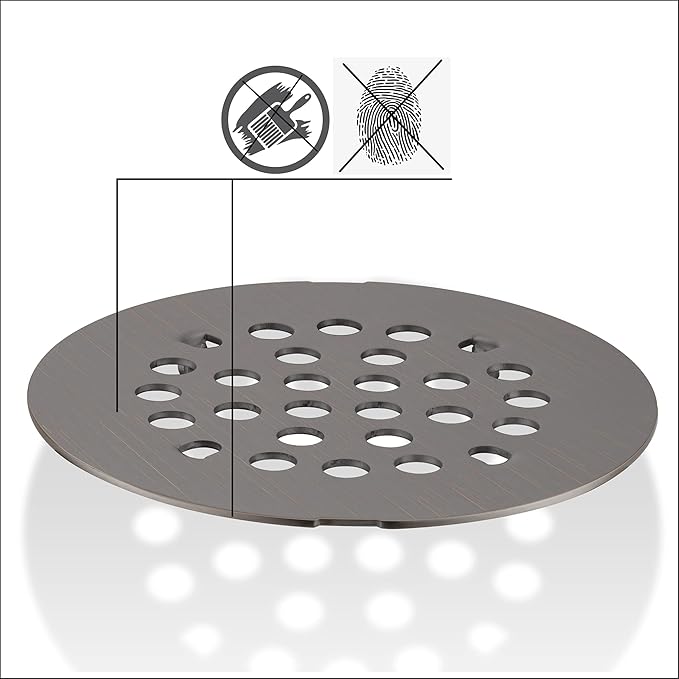 rrajj 4-1/4 (4.25) Inch(108mm) Round Snap-in Shower Floor Drain Cover Replacement Cover (Antique Brown)