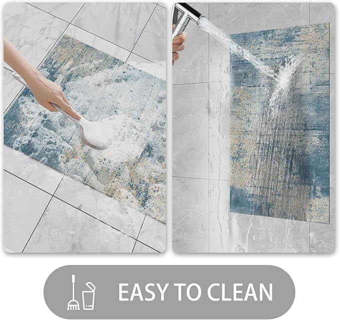 Ultra Thin Door Mat Indoor Entrance, 1/10 in Thin Door Mats for Inside Entry, Non-Slip Rubber Backing Washable Doormat, Fade Resistant, Absorbent, Low Profile Dirt Trapper, 35"X24",Distressed