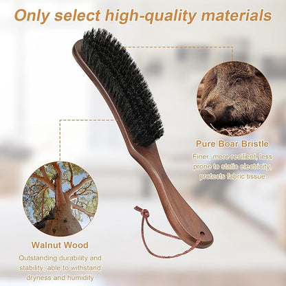 2 PCS Wood Felt Brush,Large Black Walnut Wood Handle Boar Bristle Lint Brush,Suitable for Felted Hats,Suits,Cashmere,Wool,Velvet,Suede and Pet Hair for Men
