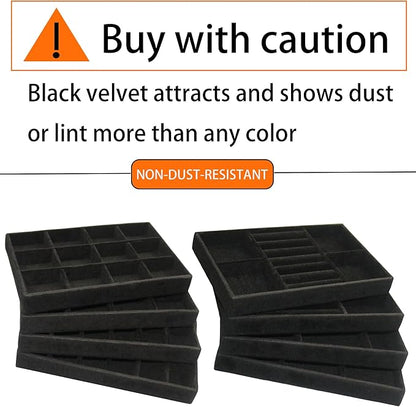 Jewelry Organizer Drawer 8 Set Jewelry Boxes Velvet Jewelry Drawer Organizer Stackable Jewelry Tray for Earring Necklace Display