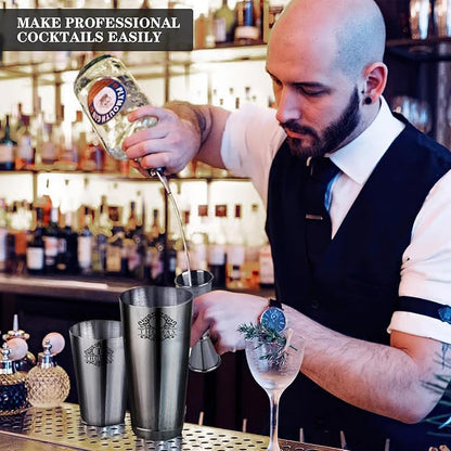 Custom Cocktail Shaker 24 oz, Personalized Engraved Name Martini & Drink Shaker with Strainer & Measurements, Stainless Steel Bar Shaker Set Gift for Bartenders & Cocktail Enthusiasts