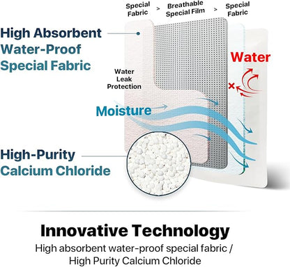 Dry & Dry 100 Packs Hybrid Moisture Absorbers & Musty Odor Eliminator Dehumidifier to Control Excess Moisture for Basements, Closets, Bathrooms, Laundry Rooms. Moisture Absorbers