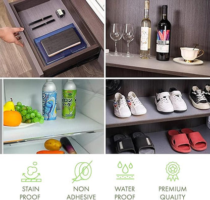 EVALAND 12" x 33 FT Non-Slip Shelf Liner, Non-Adhesive, BPA-Free, Waterproof Pantry Liner for Shelves, Easy to Cut, Oil-Proof Shelf Liners for Kitchen, Cabinets, Drawers, Refrigerator, Clear