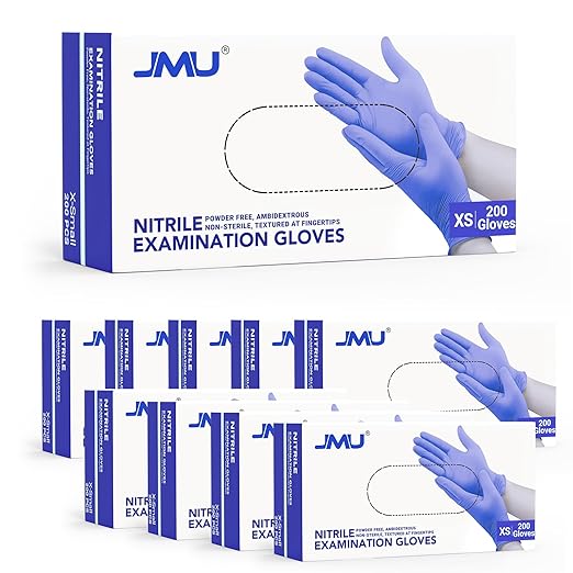 JMU Nitrile Gloves Bulk 2000 Count, 3.5 Mil Disposable Gloves Latex-Free, XS, Violet Blue