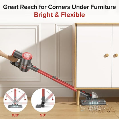 Cordless Vacuum Cleaner with Self-Standing, Powerful Stick Vacuum Cleaners for Home, 8-in-1 Lightweight Rechargeable Vacuum, 7-Layer Filtration,Ideal for Carpet, Pet Hair, Hardwood Floors
