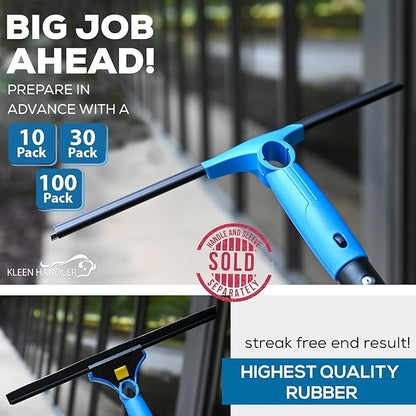 Kleen Handler 14” Window Washing Squeegee Blades, Pack of 10, Replacement Blades for Squeegee Cleaning Tool