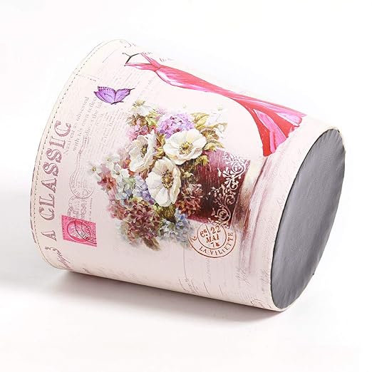 PU Leather Small Trash Can Wastebasket, Round Garbage Container Basket for Bathrooms, Laundry Room, Kitchens, Offices, Kids Rooms, Bedrooms,Dorms,Home Decorative Art Bin, 2.9 Gallon(Red Dress)