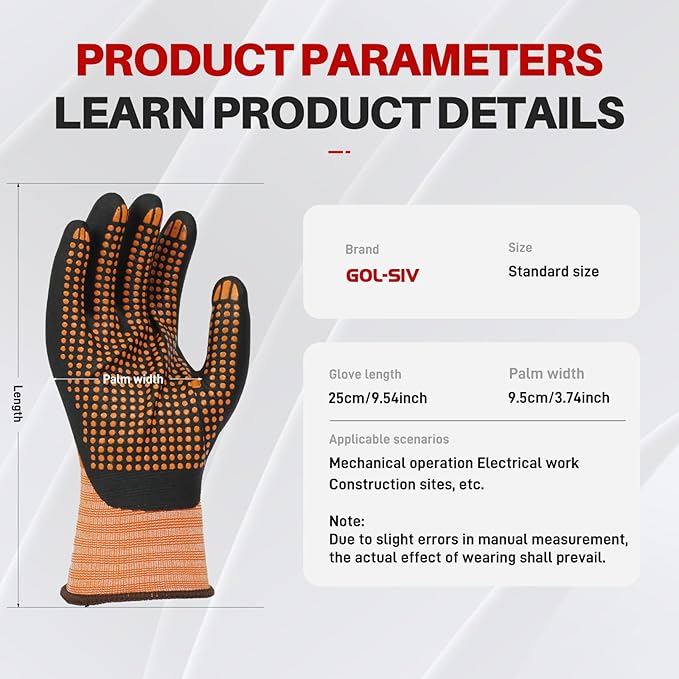 Electrical Insulated Gloves, 500V High Voltage Resistance Electrician Safety Gloves, Rubber Non Slip Work Gloves (500V|nylon insulated, Large)