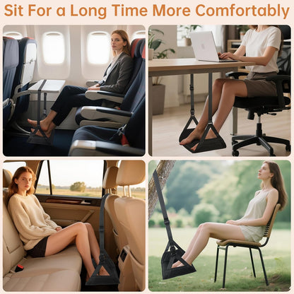 KENTIX Airplane Foot Rest Hammock for Long Flights - Adjustable Travel Foot Sling with Breathable Mesh, Portable Leg Rest for Economy Seats