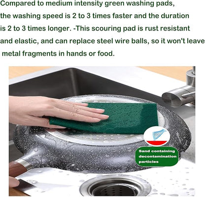 12 Pcs/Pack Green Heavy Duty Scouring Pads Reusable Household ScrubPads for Kitchen and Dish Cleaning Tool