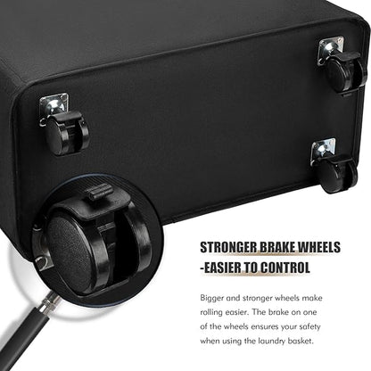 DOKEHOM 25-Inches Slim Laundry Basket on Wheels, Collapsible Rolling Laundry Hamper, Foldable Narrow Corner Clothes Storage Bins (Black)