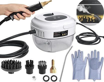 Handheld Steam Cleaner, 2500W Portable Steamer For Cleaning Car Detailing and Grout, 15s Heat-Up, 1.5L Tank Pressurized Steam Cleaner for Home Use & all Surfaces