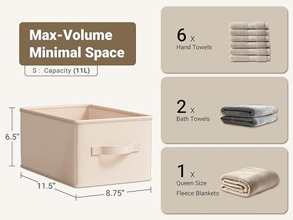 Storage Bins, Fabric Satin Storage Baskets for Shelves, 11.5" L*8.75" W*6.5" H Collapsible Storage Bins with Handles for clothes, Closet Baskets and Bins with Handles, Blush Pink, 3-Pack
