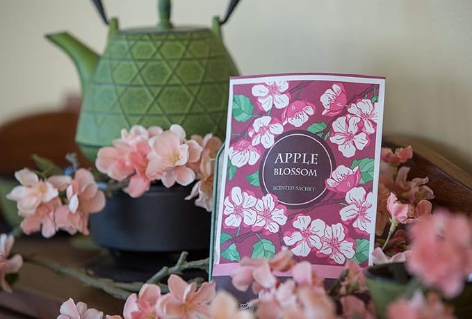 Floral Simplicity Apple Blossom Scented Sachets Pack of 3, Fall & Winter - Long-Lasting Scented Bags, Home Fragrance, Air Freshener & Deodorizer for Closet, Room, Drawer, or Cars, Made in The USA
