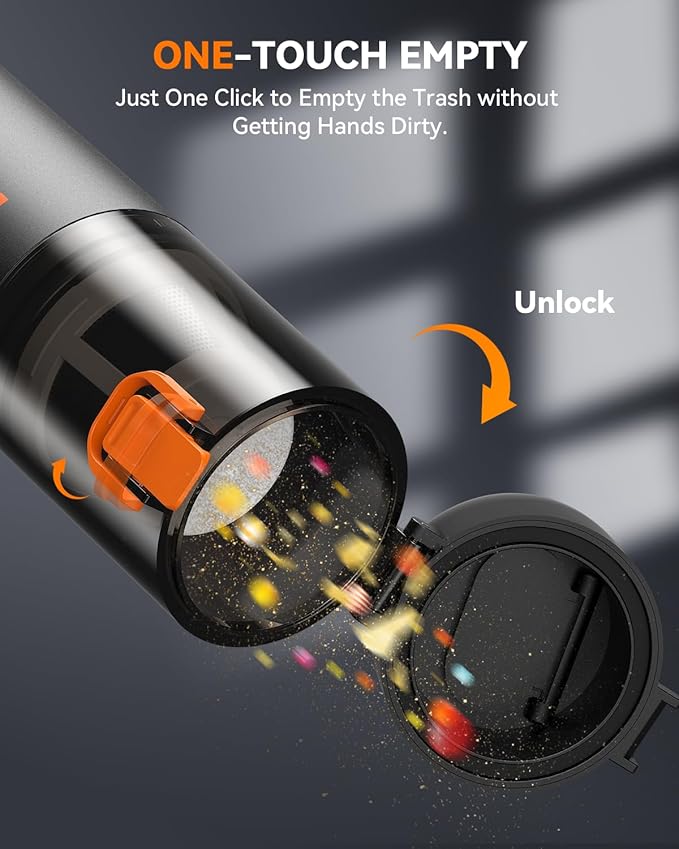 Car Vacuum, Handheld Vacuum Cordless with 21000Pa Powerful Suction & 3 Modes, 4-in-1 Portable Hand Held Mini Vacuum Cleaner Rechargeable, Ultra Light for Car Home Office (Black)