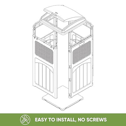 Patiowell 36 Gallon Outdoor Trash Can, Resin Outdoor Garbage Can with Lid for Patio, Backyard, Deck, Gray