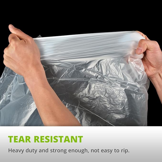 Heavy Duty 15 Gallon Drawstring Trash Bags, 108 Count Ultra Thick Strong Plastic Garbage Bags, Clear Unscented Trash Can Liners for Tall Kitchen Office Lawn Yard