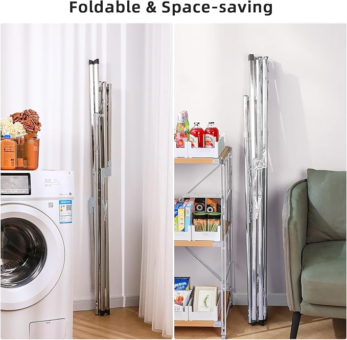 funest Drying Rack Clothing, 79 Inches Adjustble & Foldable Laundry Drying Rack, Heavy Duty Stainless Steel Clothes Drying Rack with 20 Hooks, 12 Clips, Suitable for Indoor, Outdoor and Balcony