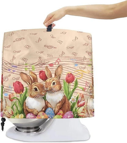 Generic Cute Rabbit Stand Mixer Cover for Easter Decor, Kitchen Dust Cover, 6-8 Quart, Lightweight, Waterproof, Polyester, Drawstring Closure, Top Handle, Pockets for Accessories