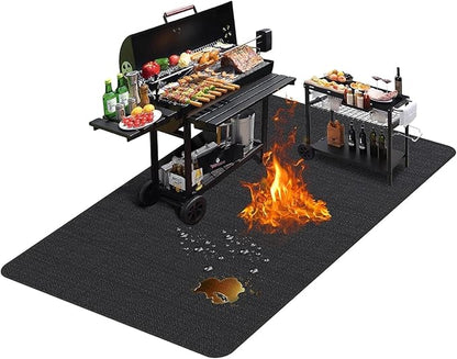 48 x 30 inches Under Grill Mats for Outdoor Grill | Double-Sided Fireproof | Waterproof | Oil-Proof | Easy to Clean | Indoor Fireplace/Fire Pit Mat | Quality BBQ Mat for Deck Patio Lawn