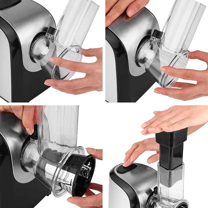 Homdox Electric Cheese Grater 5 in 1 Professional Electric Slicer Shredder 150W Cheese Grater One-Touch Control Salad Maker for Home Kitchen Use, Electric Salad Machine for Cheese, Fruits, Vegetables