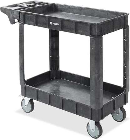 Dryser Utility Cart with Wheels, 40" x 17" Heavy Duty 550 lb. Capacity with Shelves - 2 Tier Rolling Cart with Two 5" Swivel Casters for Warehouse, Garage, Cleaning