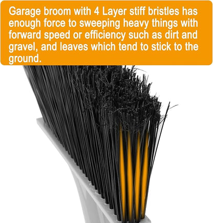 KeFanta 4 Packs Outdoor Broom Heavy Duty with 55" Long Handle, Commercial Brooms for Sweeping Indoor Courtyard Restaurant Garage Patio Decks Mall Market Kitchen Office Lobby Shop