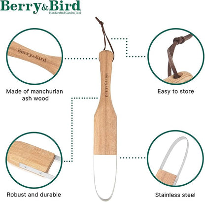 Berry&Bird Loop Weeder, 12.6-Inch Gardening Weed Cutter/Remover, Garden Weeding Scraper Tool with Wood Handle for Gardening, Lawn, Yard Work
