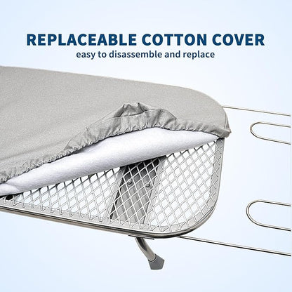 Tabletop Ironing Board Folding with Iron Holder and Iron Rest, Portable Space Saving Small Metal Ironing Board (Gray)