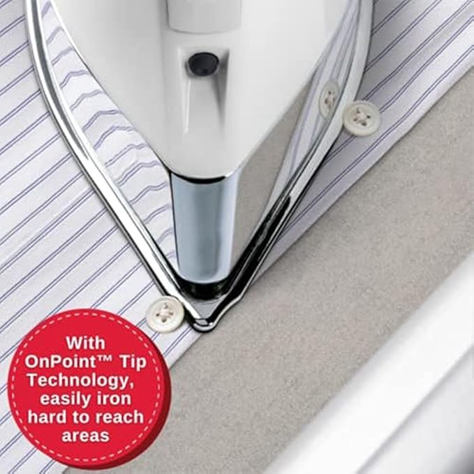 SINGER SteamCraft Steam Iron (1700W) | Steamer with Stainless Steel Plate, OnPoint Precision Tip for Hard-to-Reach Areas, Vertical Steam, Auto Shutoff & 300ml Tank Capacity – White