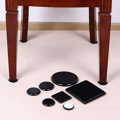 Ezprotekt 8 Pack Reusable Large Furniture Movers Sliders for Carpet, 5" Round Furniture Moving Pads, Carpet Sliders for Heavy Duty Sofa Bed Couch Fridge, Move Items Easily and Quickly (Black)