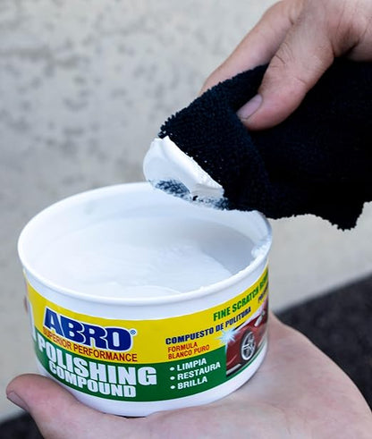 ABRO Superior Performance Car Polishing Compound for Oxidized Finishes, Buff, Shine, Smooth, & Clean, Scratch Remover for Vehicles, Boats, & Bikes - 10 oz.
